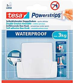 tesa Powerstrips Duohaken Wave Weiß für Feuchträume bis 3 kg - Bild 1