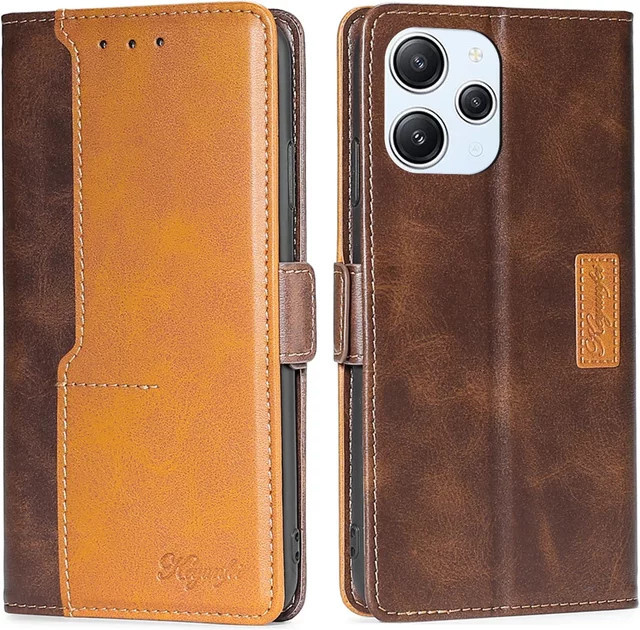 Leder Brieftasche als Flip Case für Xiaomi Redmi Note 12 11 10 9 Pro Plus Max Lite Speed Turbo 12r 13c in Braun mit Kartenfächern - Bild 1