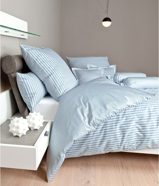 Janine Modern Classic 3912 Bettwäsche aus Mako-Satin, blau gestreift, reversible und atmungsaktiv, B/T/H: 155 x 220 cm und 40 x 80 cm - Bild 2