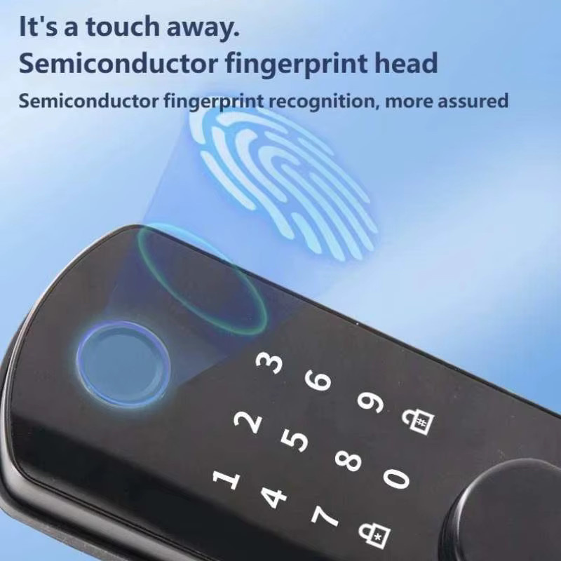 Intelligentes Fingerabdruck-Türschloss in Schwarz mit App-Steuerung und schlüssellosem Zugang - Bild 2