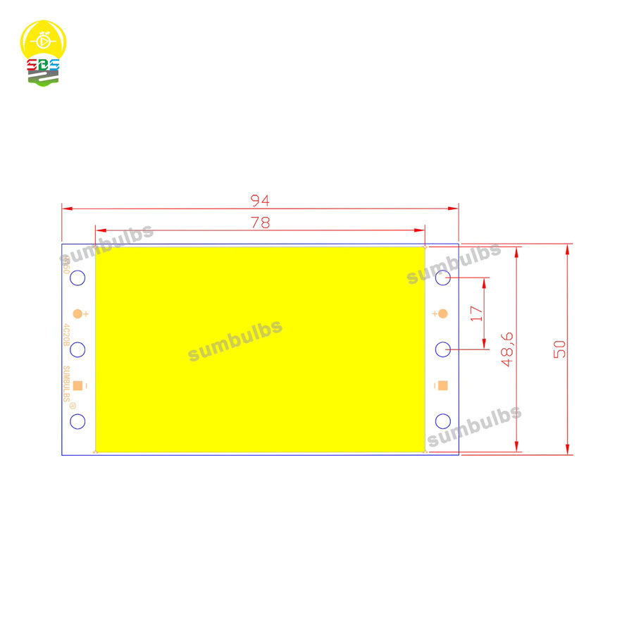 Sumbulbs COB LED Panel Licht Streifen Modul, 1600LM, DC 12V 16W, RGB, B/H: 94 x 50 mm - Bild 1