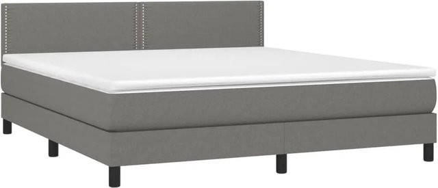 vidaXL Boxspringbett Hybrid mit Matratze und LED-Unterbettbeleuchtung in Dunkelgrau, B/T/H: 180 x 200 x 78 cm - Bild 1