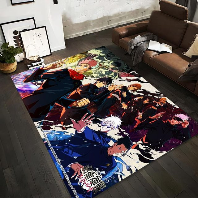 Haisilk Moon Anime-Teppich mit Jujutsu Kaisen Charakteren, rutschfest und waschbar, Rechteck, B/T: 60 x 40 cm, Multicolour - Bild 1