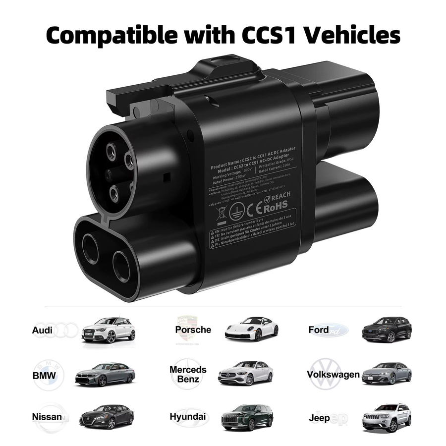 Feyree CCS2 auf CCS1 Adapter für DC Schnellladen von Elektrofahrzeugen in Schwarz - Bild 4