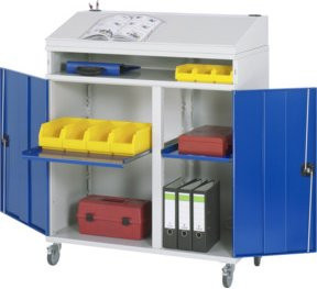 Rau Beistellschrank Stehpult 01T mobil mit abschließbaren Türen und Regalböden B/T/H: 110 x 52 x 111/122 cm