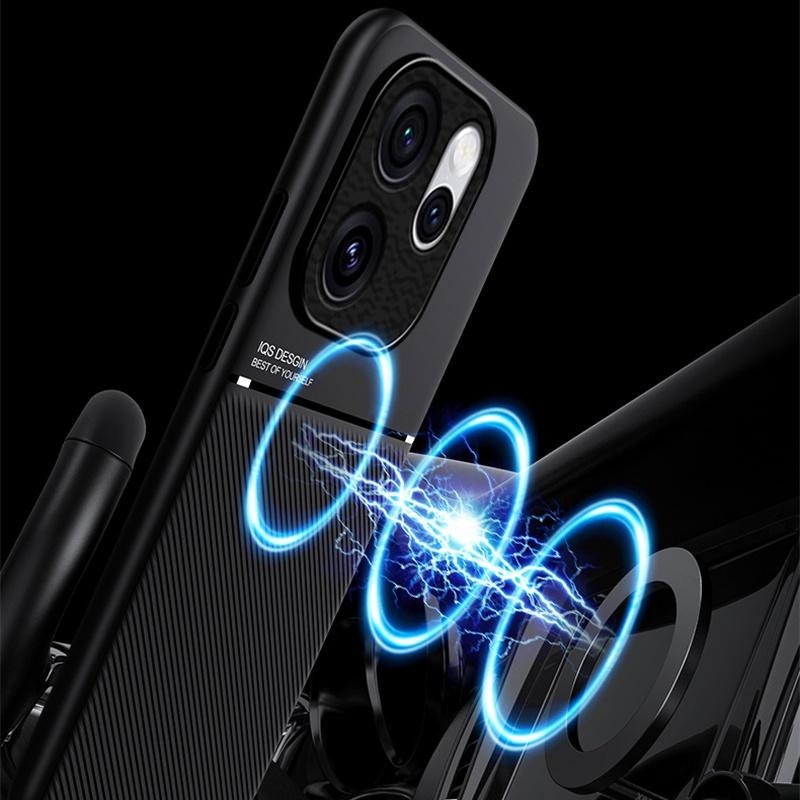 Magnetische Leder-Handyhülle für OPPO Reno Serie in Schwarz mit weichem Silikon-Stoßfänger - Bild 1