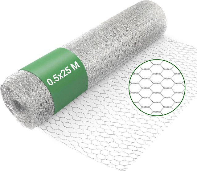 Wiltec Volierendraht aus verzinktem Stahl in Silber mit 25 mm Maschenweite, Länge: 50 m, Breite: 0,25 m - Bild 1