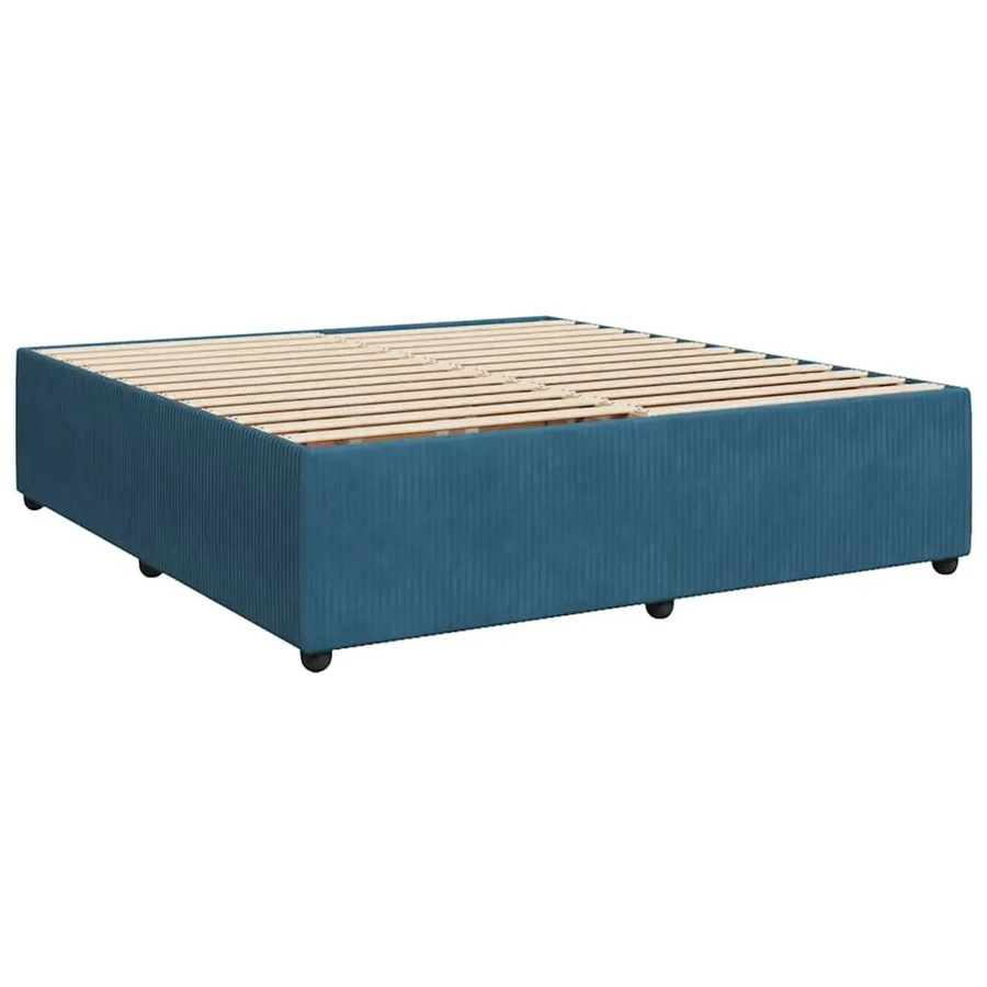 vidaXL Bettgestell aus Samt in Blau mit Kiefernholz-Elementen B/T: 200 x 200 cm - Bild 2