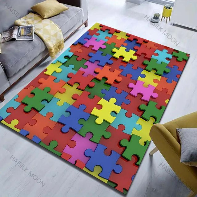 UQIDEHOME Bereichsteppich im Puzzleteile-Design, mehrfarbig, modern, B/T: 60 x 90 cm - Bild 1