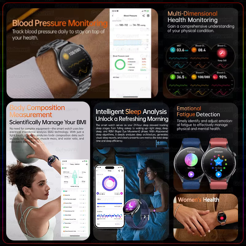 GUHUAVMI Smartwatch, Leder, Schwarz, Herren - Bild 3
