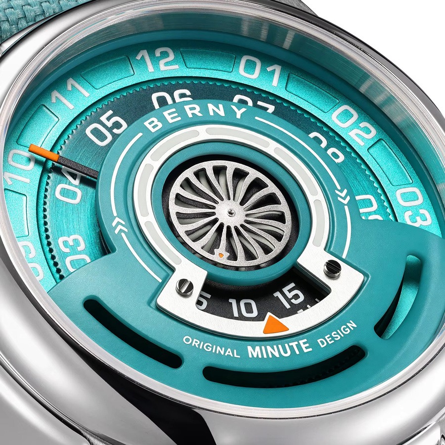 BERNY Armbanduhr, Automatik, Edelstahl, 36 mm, Blau, Unisex - Bild 3