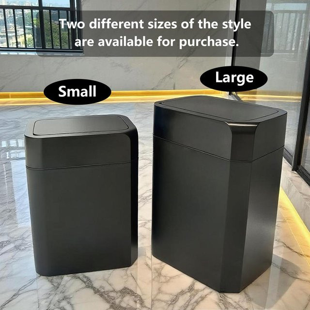 ONEKA Automatischer Mülleimer mit Bewegungssensor in Schwarz, schlankes Design für Badezimmer, Schlafzimmer, Küche oder Büro - Bild 1