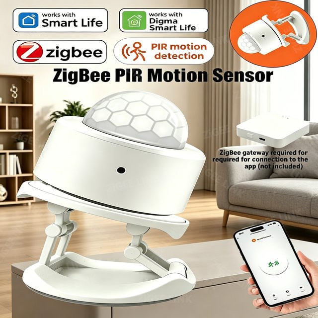 Zigbee PIR-Bewegungssensor Infrarot-Detektor für Heimsicherheitsalarm in Weiß kompatibel mit Smart Life - Bild 1