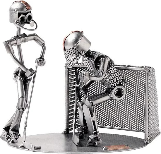 Hinz & Kunst Schraubenmänner Eishockeyspieler aus Metall in Silber - Bild 1
