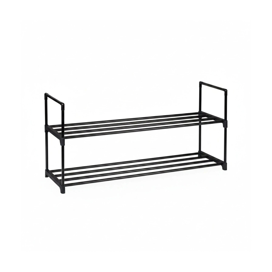 Relaxdays Schuhregal aus Metall in Schwarz, stapelbares Stecksystem mit 2 Ebenen, B/T/H: 92 x 30 x 38 cm - Bild 2