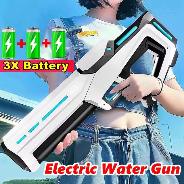 OiKe Automatische Saugwasserpistole, Elektrische Wasserpistole, Weiß - Bild 1