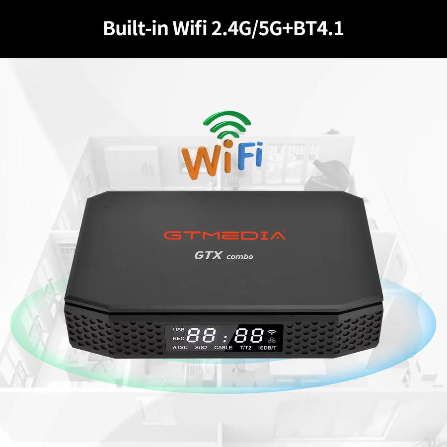 GTMEDIA GTX Combo TV-Box Android 9 Decoder mit DVB-S2/T2/C2, 2GB RAM, 32GB Speicher, 4K/8K Unterstützung, CA-Kartensteckplatz, CI+ 1.4, SATA-HDD und Bluetooth 4.1 in Schwarz - Bild 4