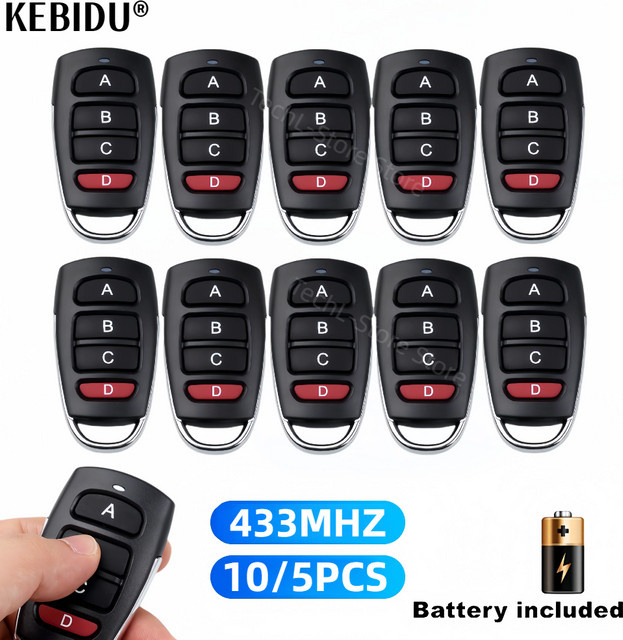 Kebidu Drahtlose RF 433MHz Fernbedienung zum Kopieren von Codes für Garagentore und Türen, Schwarz, 10er Pack - Bild 1
