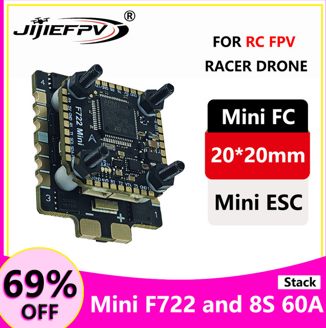 JiJieFPV F7MINI Flying Tower V2 Flight Controller mit 70A Mini ESC in Schwarz, B/T/H: 20 x 20 mm - Bild 1