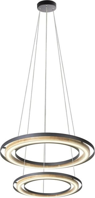 GLOBO LED-Pendelleuchte RILAS in Schwarz und Natur aus Bambus und Metall, dimmbar, Durchmesser: 56 cm, Höhe: 150 cm - Bild 1