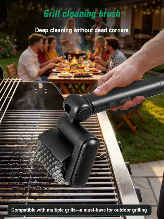 Elektrische Grillreinigungsbürste von BALASHOV in Schwarz mit 20W Leistung und 180 Grad Bürstenkopf zur Reinigung von BBQ-Grills, Backblechen, Fliesen und Glasoberflächen - Bild 6