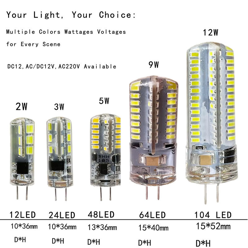5 Stück YORYZENG Mini G4 LED Glühbirnen SMD Capsule, transparent, 12V-220V, omnidirektional für Scheinwerfer und Kronleuchter - Bild 2