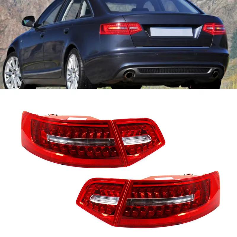 4er-Set LED Rücklicht und Bremsleuchte für Audi A6 C6 S6 Quattro RS6 Limousine, Farbe: Rot - Bild 1