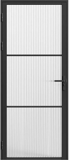 Vente-unique Tür-Komplettset Maseru Schwarz mit Glas und Aluminium, modern, B: 93 cm, H: 204 cm, T: 35 cm - Bild 1