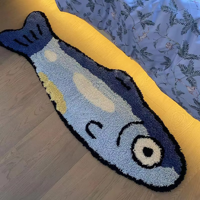 VIKAMA Kreativer Teppich in Fischform aus Kaschmirimitat, wasserdichte und rutschfeste Bodenmatte für Schlafzimmer oder Badezimmer - Bild 1