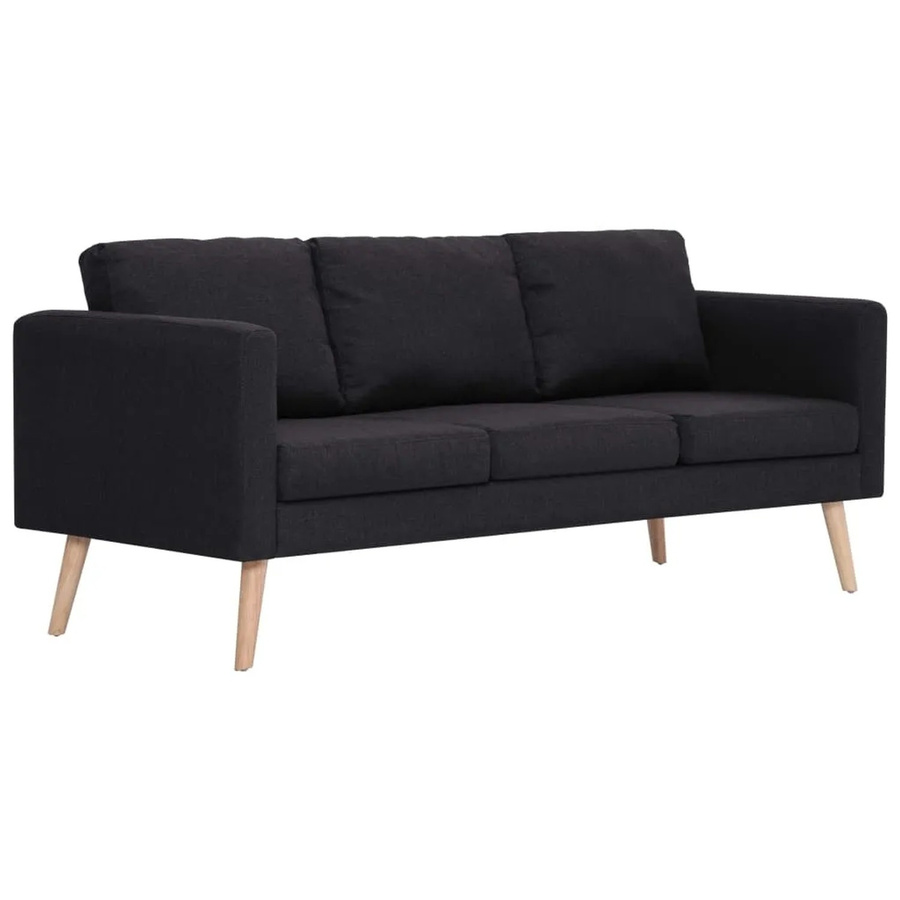 vidaXL 3-Sitzer-Sofa aus Stoff in Schwarz mit Holzrahmen, B/T/H: 168 x 70 x 73 cm - Bild 2