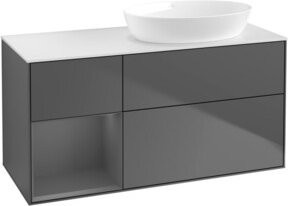 V&B Waschtischunterschrank Finion mit Wandbeleuchtung, Breite: 120 cm, Farbe: Anthrazit, lackiert - Bild 1