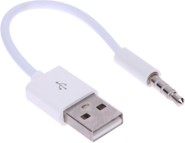 APWIKOGER USB auf 3,5mm Klinke Sync und Audio Datenkabel für iPod Shuffle 3. und 4. Generation, Weiß - Bild 1