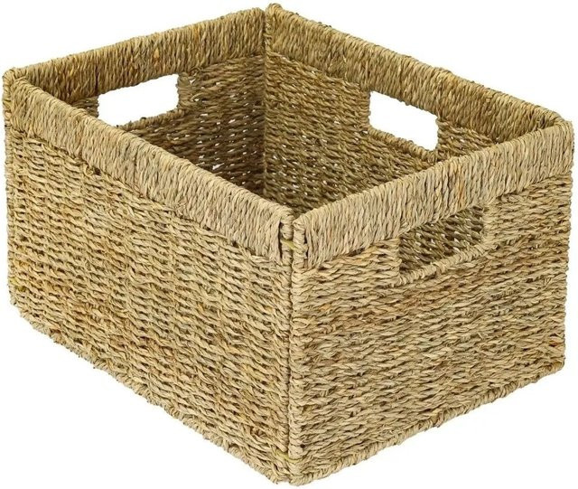 HMF Aufbewahrungskorb Billy aus handgeflochtenem Seegras mit Metallrahmen, Beige, B/T/H: 35 x 25 x 20 cm - Bild 1