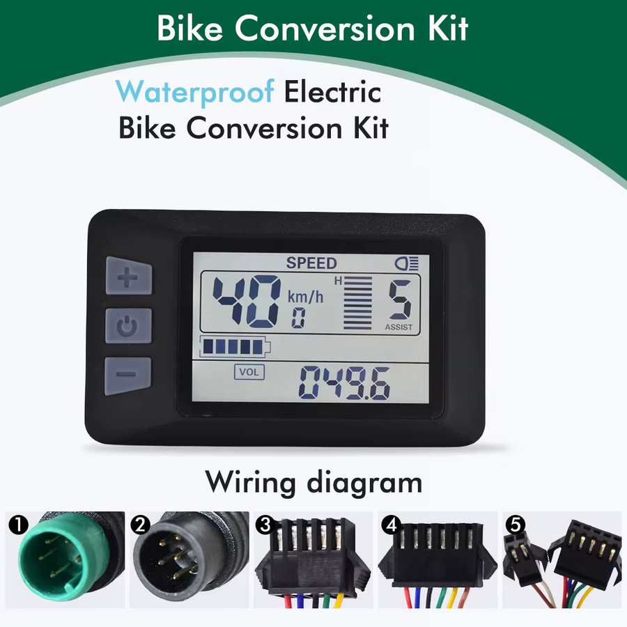 Mcezdy UART2 P3H E-Bike LCD-Display Messgerät mit SM/Wasserdichtem Anschlussstecker in Schwarz - Bild 3