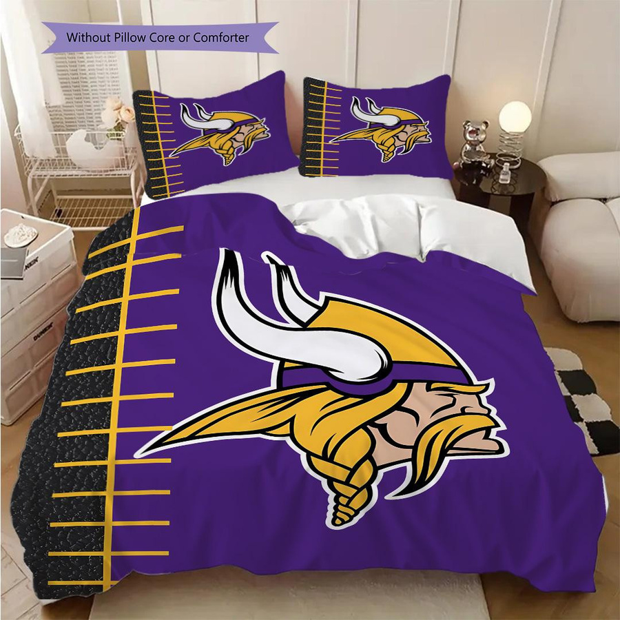 Manus Home Minnesota Vikings Bettwäsche Set mit Bettbezug und 2 Kissenbezügen, Multicolor, B/H: 240 x 220 cm - Bild 3