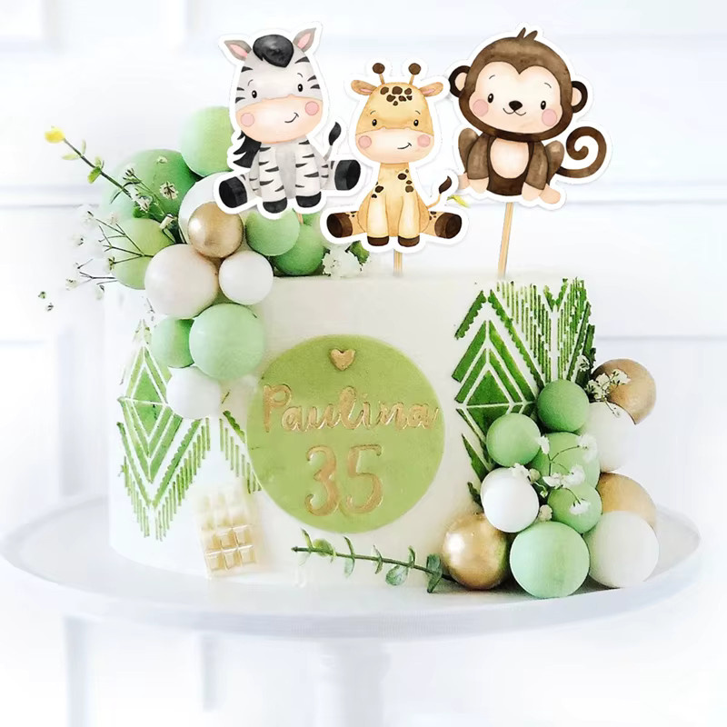 24er Set Tier Motiv Kuchen Topper aus Papier für Kinder Dschungel Safari Geburtstag Party Dekoration in Mehrfarbig - Bild 2