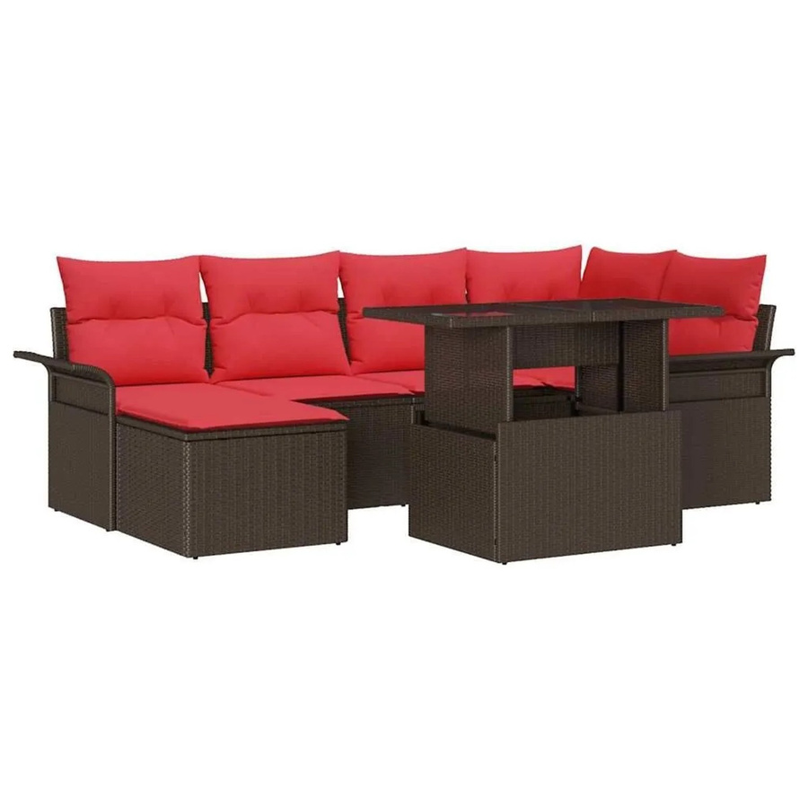 vidaXL Gartensofa-Set aus Poly-Rattan in Braun mit 7-teiligem Polster-Set und integriertem Stauraum für Garten und Terrasse - Bild 2