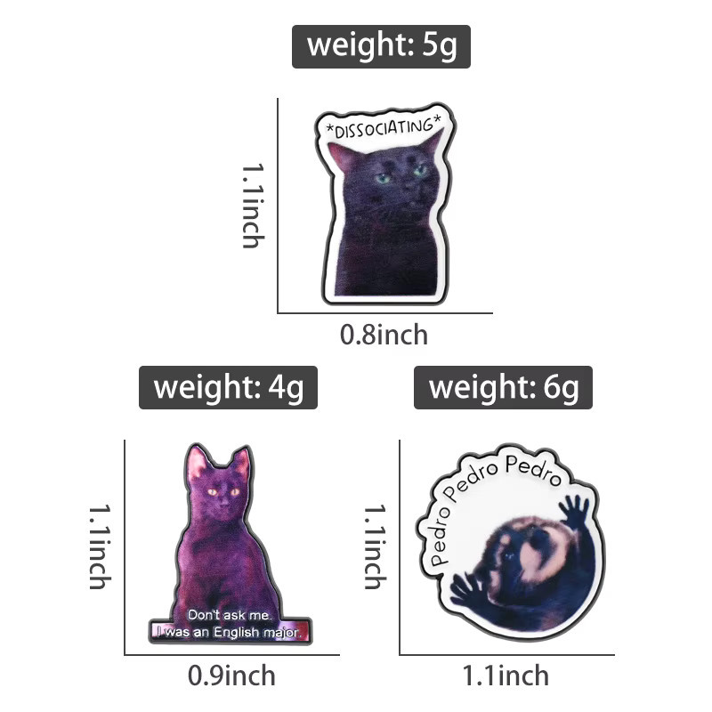Brosche Katze Memes UV-Druck, Unisex - Bild 2