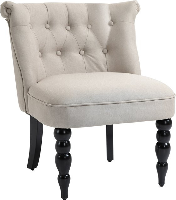 HOMCOM Relaxsessel im Vintage-Design mit Leinenbezug und Holzgestell, Beige/Schwarz, B/T/H: 67 x 67 x 78 cm - Bild 1