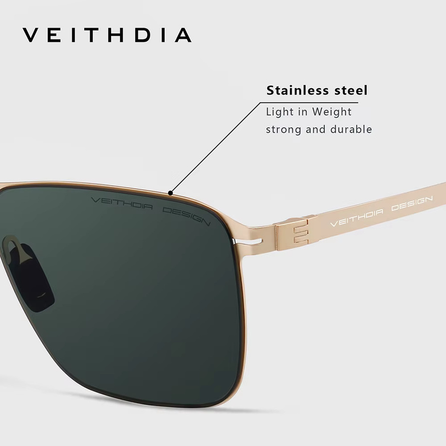 VEITHDIA Sonnenbrille, Herren, Vollrand, quadratisch, Edelstahl, polarisiert - Bild 5