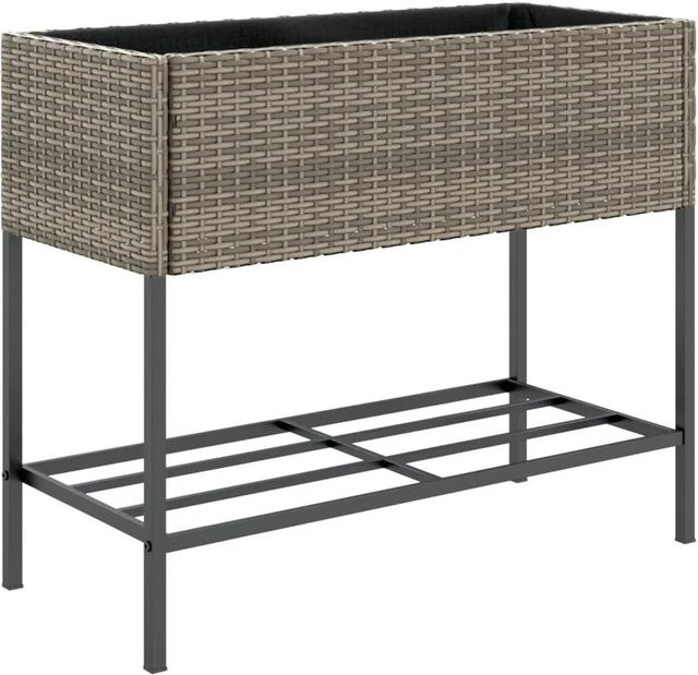 vidaXL Beistelltisch aus PE-Rattan und pulverbeschichtetem Stahl in Grau, B/T/H: 90 x 90 x 40 cm - Bild 1