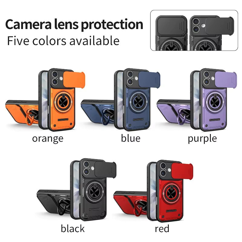 Magnetische Schutzhülle für iPhone 17 Pro Max und iPhone 16 Pro Max mit 360 Grad drehbarem Ständer und Linsenschutz in Orange - Bild 3