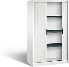 C + P Rollladenschrank Omnispace mit 4 Ordnungshöhen, abschließbar, Farbe: Verkehrsweiß, B/T/H: 100 x 42 x 166 cm - Bild 1
