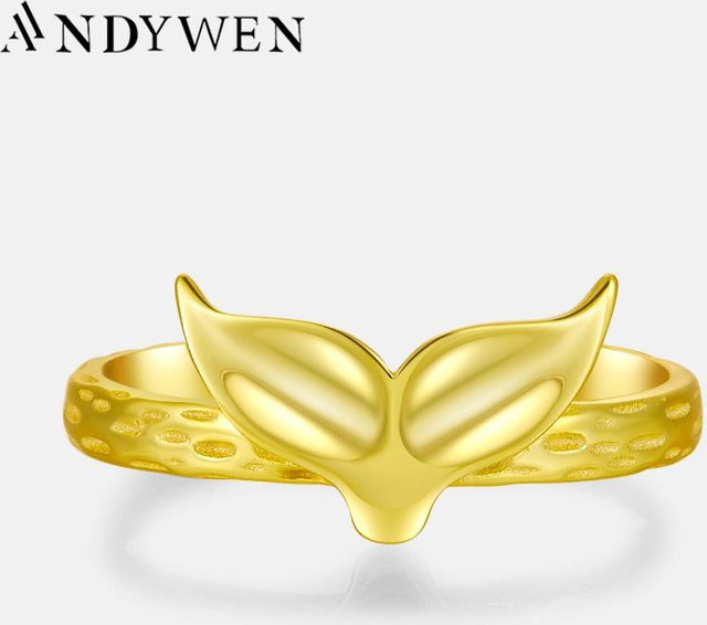 Andywen Ring, 925 Silber, Gold, Fischschwanz, Damen - Bild 1