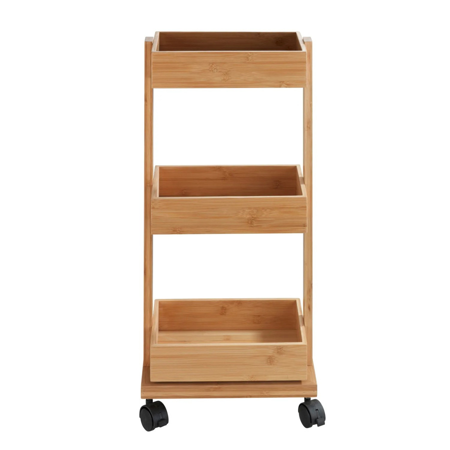 WENKO Badwagen Tortona aus Bambus und Kunststoff, braun/schwarz, B: 18 cm, H: 71,5 cm, T: 31 cm - Bild 2