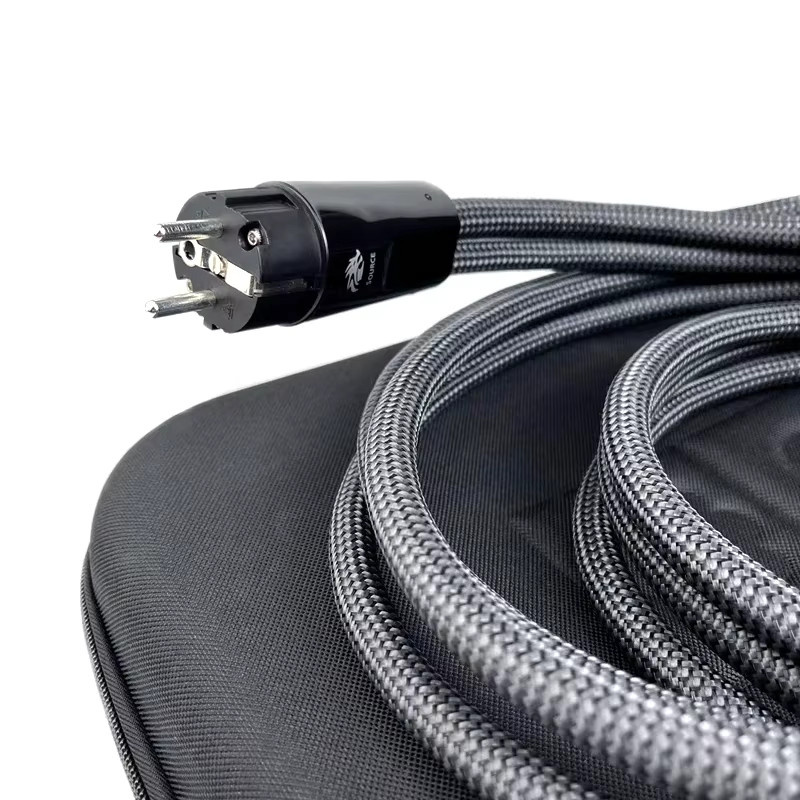GQAE Dragon Source Hi-End HiFi Audio Netzkabel C13 C19 mit US & EU Schuko-Stecker in Silber - Bild 6