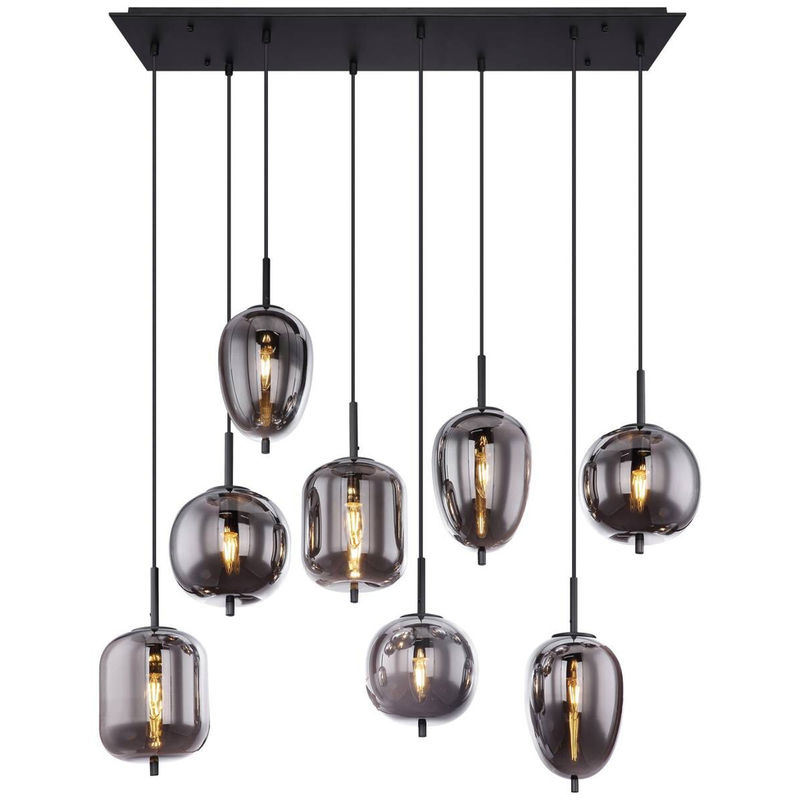 Globo Lighting Pendelleuchte Blacky in Schwarz mit Rauchglas, B/H/T: 34 x 120 x 94 cm, E14, 8 Fassungen - Bild 4