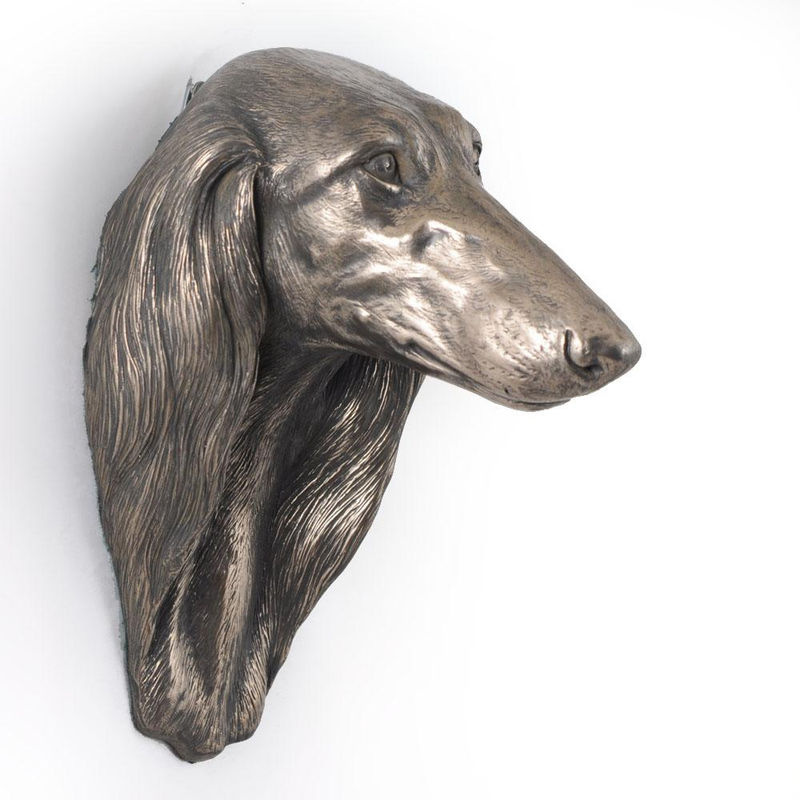 Art-Dog Saluki Hundestatue als hängende Büste in Bronze und Silber aus Kunstharz zur Dekoration - Bild 5