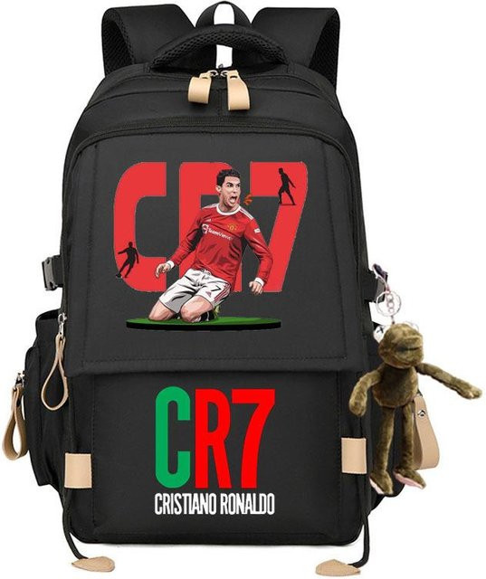 3-teiliges Schulrucksack-Set in Schwarz aus Oxford-Stoff mit großem Fassungsvermögen, Schultergurt und Federmäppchen inklusive Frosch-Anhänger - Bild 1