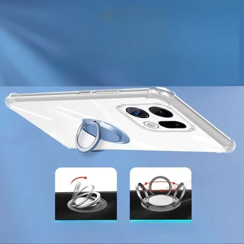Transparente Silikon-Schutzhülle mit magnetischem Ringhalter für OPPO Find X9 Pro und OPPO Find X9, stoßfeste Airbag-Hülle - Bild 4